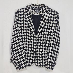 George Black and White Houndstooth Blazer
